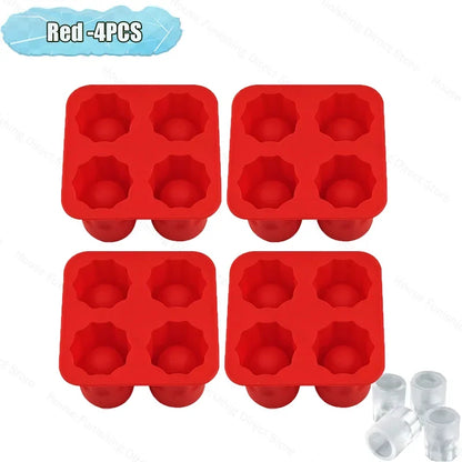 4Cup Shape Silicone Ice Cube Mold Tray for Summer Bar Party DIY Cold Drinks Kitchen Essential Ice Cup Maker Compartment Mold - AMULET RING STORE