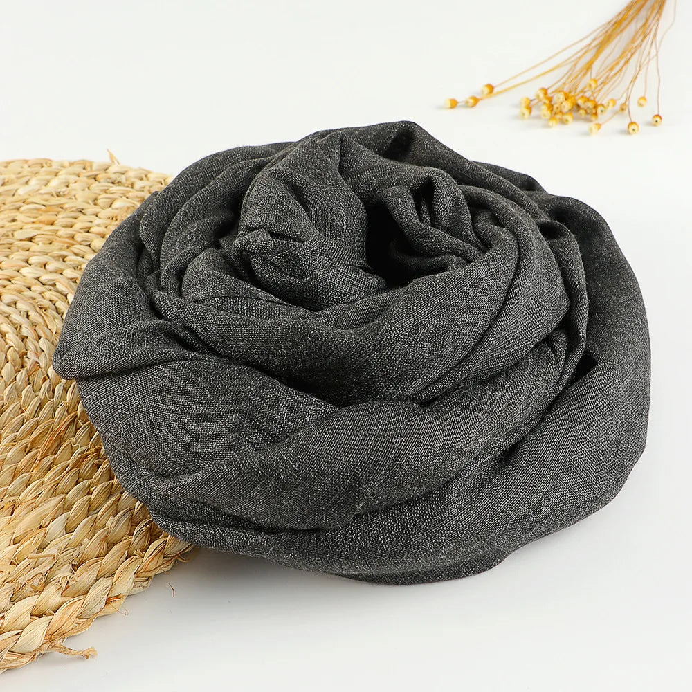 Autumn Winter New Cotton Linen Scarf For Women Girls Solid Color Sunscreen Scarves Soft Foulard Viscose Female Wrap Shawls