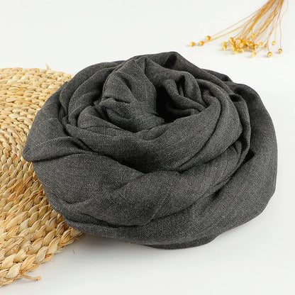 Autumn Winter New Cotton Linen Scarf For Women Girls Solid Color Sunscreen Scarves Soft Foulard Viscose Female Wrap Shawls