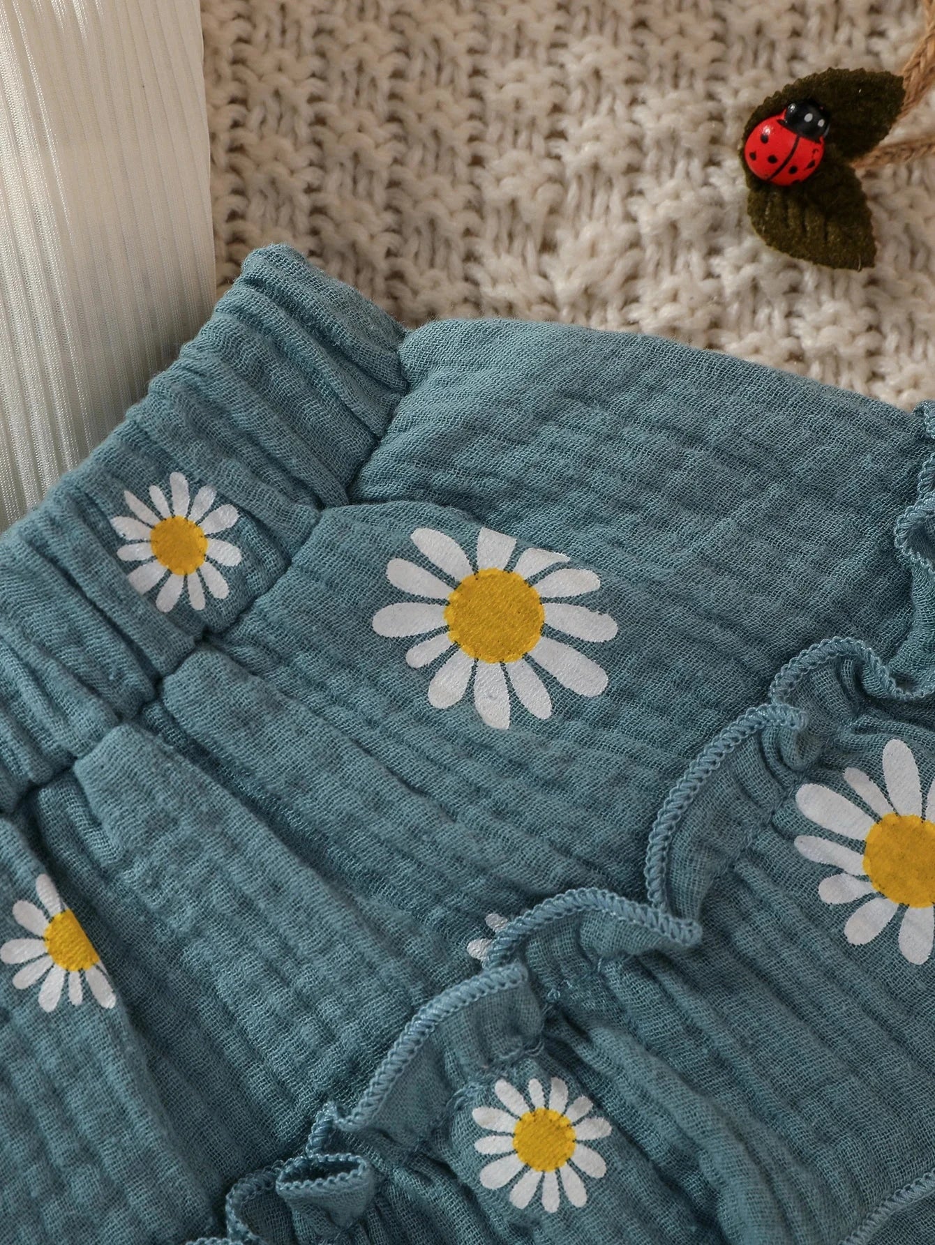 Baby girls Daisy Printing Short Sleeve Summer Skirt Suit For Vacation Daily Wear - AMULET RING STORE