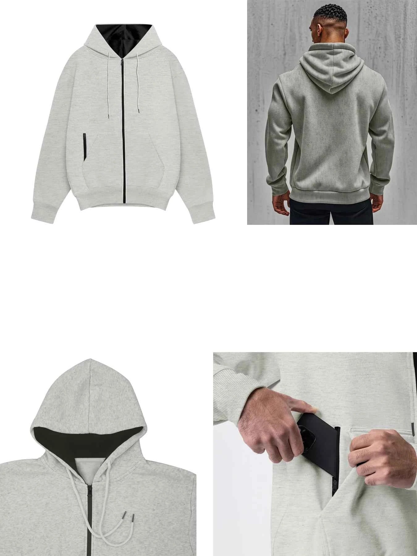 Men's Comfortable Thick Hooded Sweatshirt, Zipper Sports Shirt, Long Sleeved Sweatshirt, Autumn and Winter Season