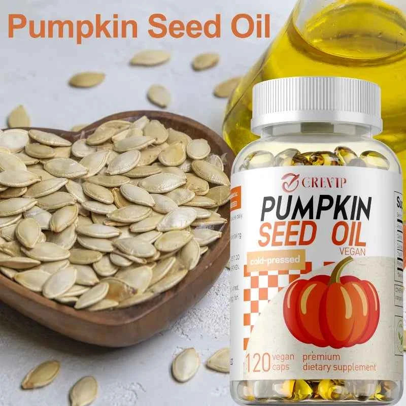 120 Capsules Pumpkin Seed Oil - Promotes Hair Growth, Hair Care, Supporting Prostate Health and Enhance Immunity System
