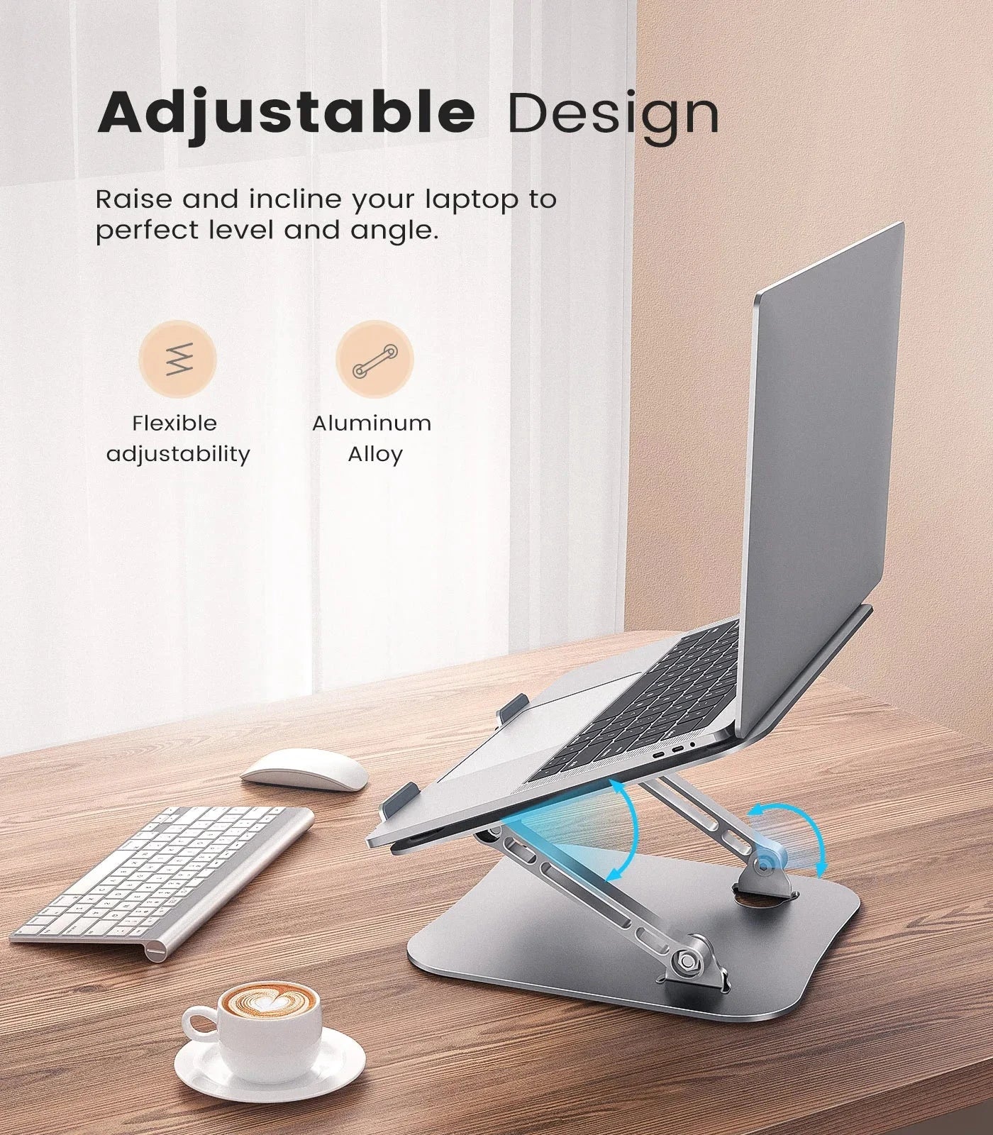 ST01 Portable 11–16-inch Adjustable Laptop Stand Computer Stand Sturdy Aluminum for Desk Foldable Laptop Holder Notebook Tablet - AMULET RING STORE