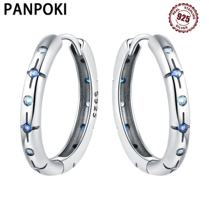 925 Sterling Silver Exquisite Blue star Earrings Jewelry Versatile Hoop Earrings For Women Jewelry Birthday Party Gifts - AMULET RING STORE