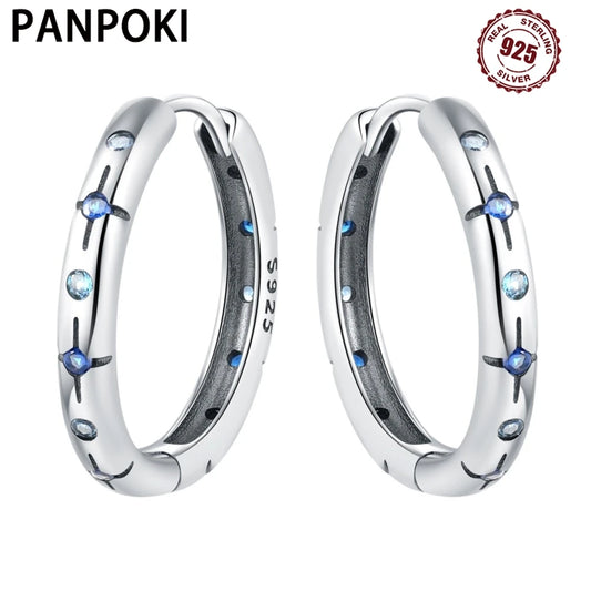 925 Sterling Silver Exquisite Blue star Earrings Jewelry Versatile Hoop Earrings For Women Jewelry Birthday Party Gifts - AMULET RING STORE