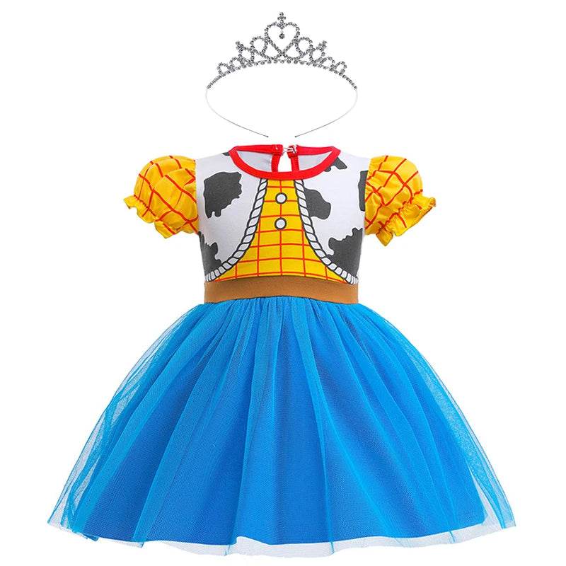 2024 Toddler Girl Princess Dress Toy Kids Clothes Christmas Halloween Woody Alice Jessie Belle Mermaid Infants Party Ball Gowns