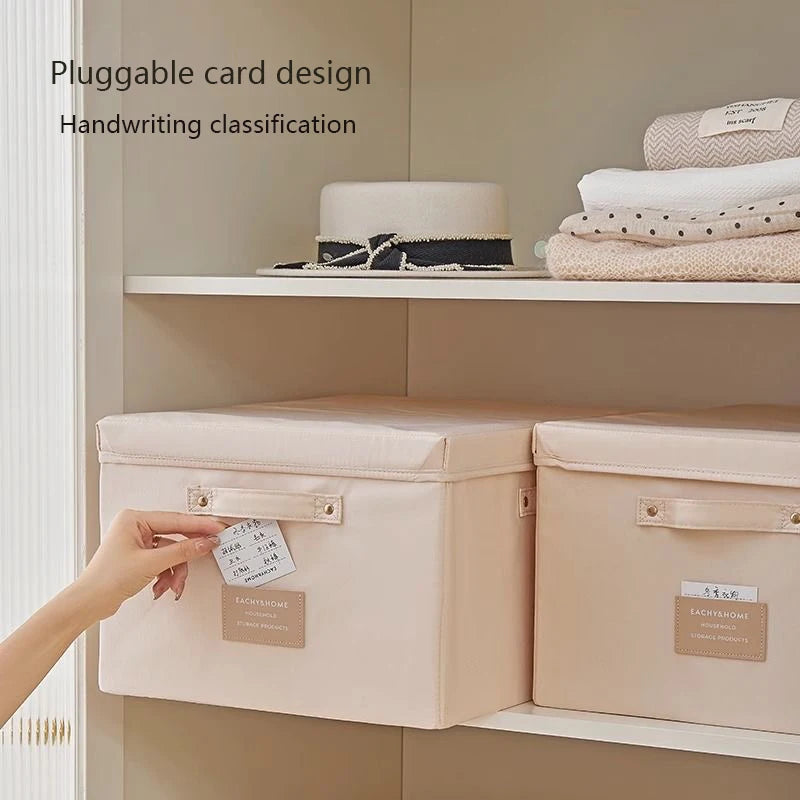 Fabric Foldable Storage Box With Lid Organizer For Clothes Large Capacity Quilt Blanket Toy Storage Closet Wardrobe Organizer - AMULET RING STORE