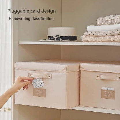 Fabric Foldable Storage Box With Lid Organizer For Clothes Large Capacity Quilt Blanket Toy Storage Closet Wardrobe Organizer - AMULET RING STORE