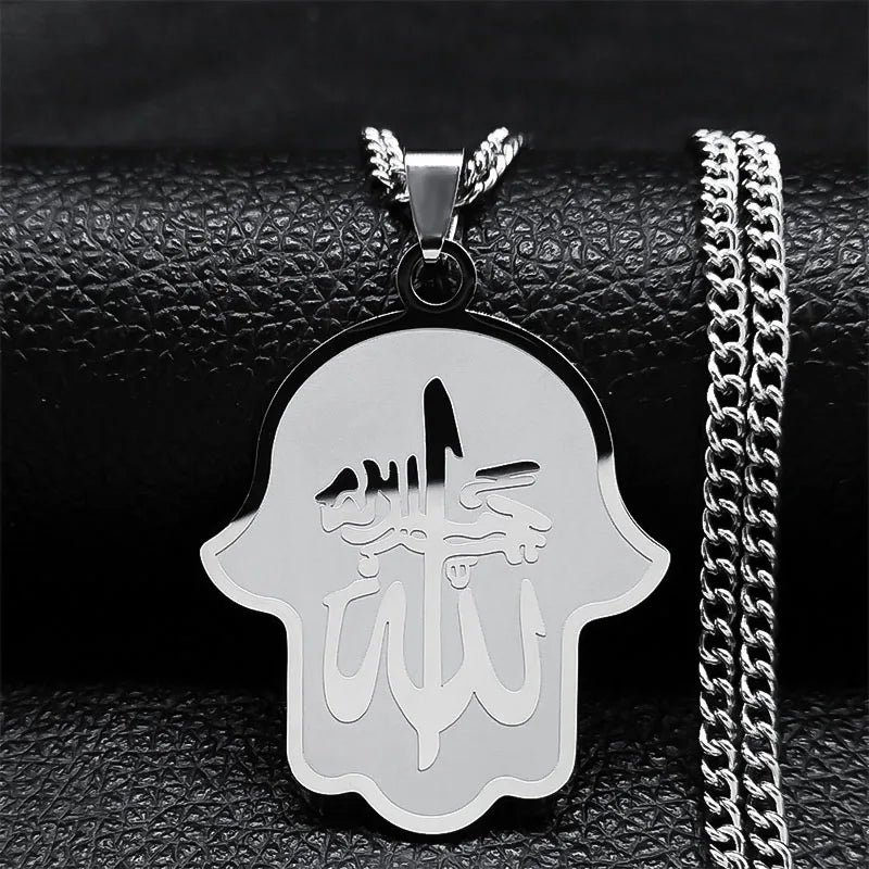 2024 Muslim Islamic Quran Stainless Steel Chain Necklace Women/Men Gold Color Necklaces Pendants Jewelry gargantilla N2279S05