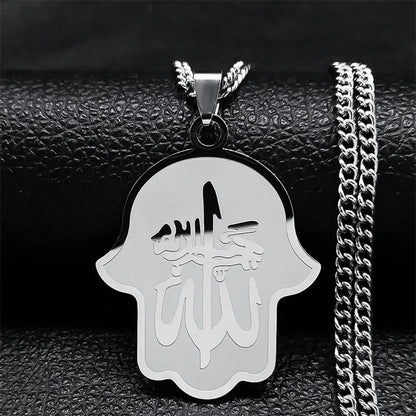 2024 Muslim Islamic Quran Stainless Steel Chain Necklace Women/Men Gold Color Necklaces Pendants Jewelry gargantilla N2279S05