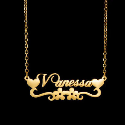 Personalized Love Heart Name Necklace - Stainless Steel Custom Jewelry