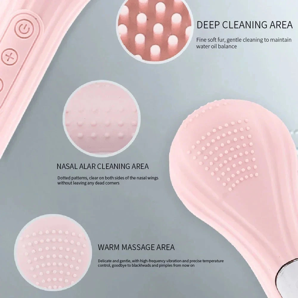 Electric Facial Cleansing Brush Sonic IPX7 Waterproof Silicone Face Scrubber Exfoliator Vibration Massager Deep Cleansing Care