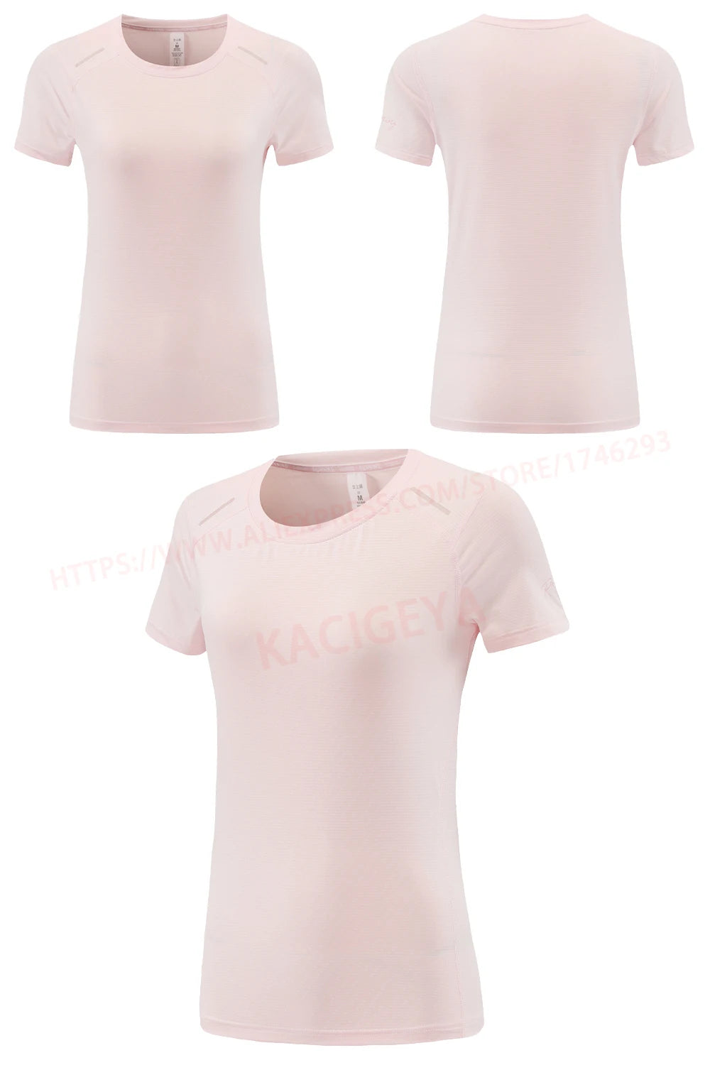 Women Print Running Short Sleeve Slim Elastic Yoga Breathable Mesh Tshirt Female Jogging Training Fashion Solid Fitness Tee - AMULET RING STORE