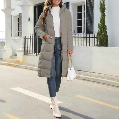 Women's Padded Coat Autumn Winter Simple Basics Zipper Long Sleeve Hoodie Daily Long Padded Clothes