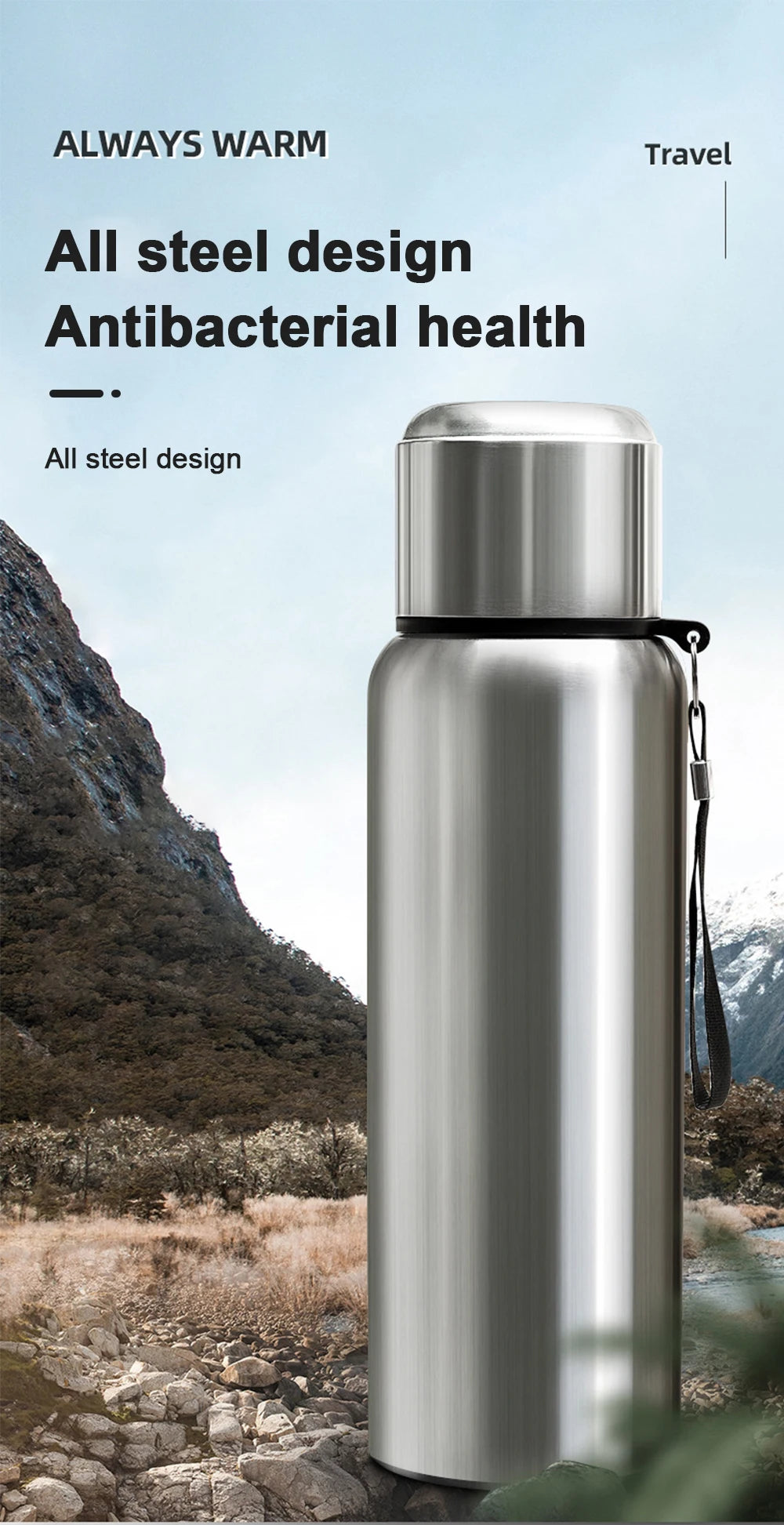 600-1500ml 316 Stainless Steel Thermos Bottle LED Temperature Display Thermal Mug Vacuum Flask Water Bottle For Outdoor Camping - AMULET RING STORE