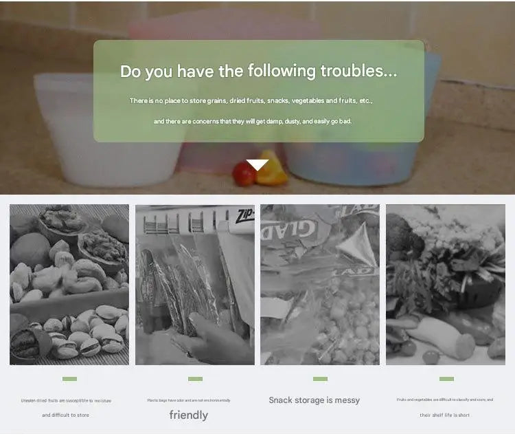 1/3/4Pcs/Pack Silicone Storage Bag,Reusable Food Grade Fresh-keeping Zipper Bags,BPA Free,Leakproof,Microwave&Dishwasher Safe - AMULET RING STORE