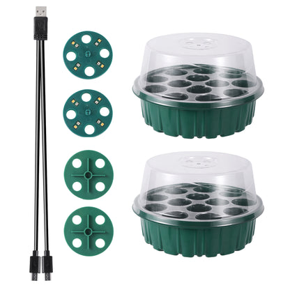 Seedling Nursery Box With LED Growing Light Seed Starter Tray Seedling Breeding Pot Garden Greenhouse Germination Planter - AMULET RING STORE
