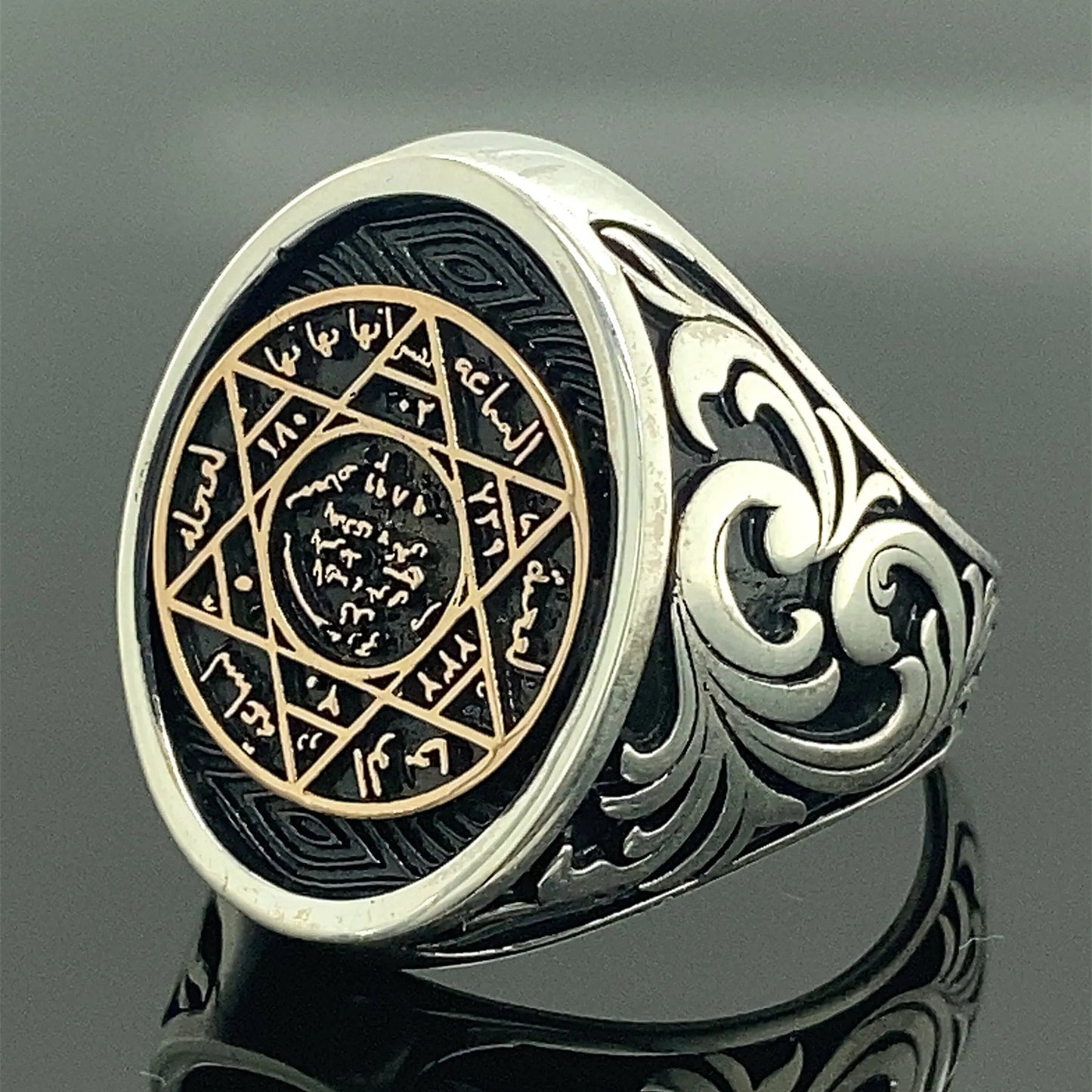 Seal of Solomon Ring, Silver Solomon Seal Protection Ring, 925k Sterling Handmade AMULET RING STORE