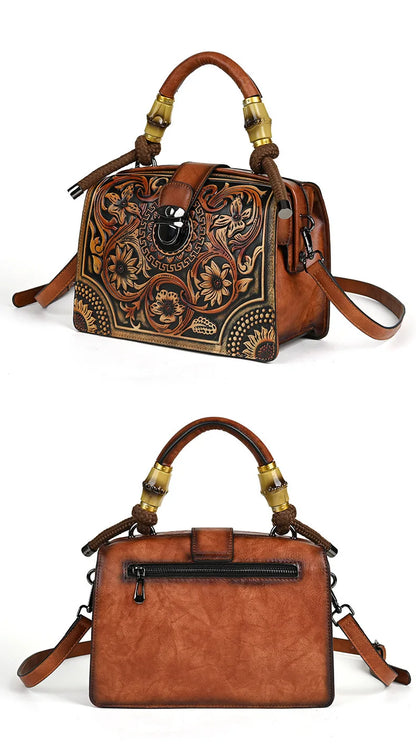 Motaora New Embossed Shoulder Bag For Women's 2025 Vintage Handmade Handbag Female PU Leather Big Capacity Crossbody Bags Purse