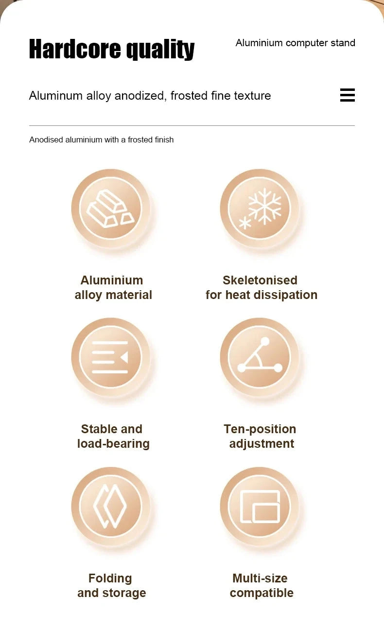 Aluminum Alloy Laptop Holder Stand Adjustable Foldable Portable for Notebook Computer Bracket Lifting Cooling Holder Non-slip - AMULET RING STORE