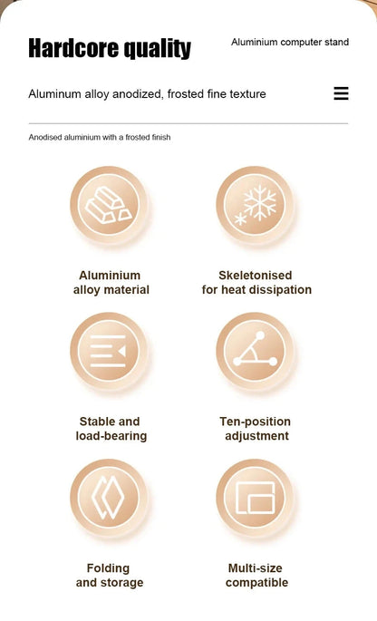 Aluminum Alloy Laptop Holder Stand Adjustable Foldable Portable for Notebook Computer Bracket Lifting Cooling Holder Non-slip - AMULET RING STORE