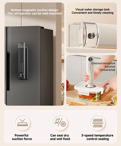 RS-F183H Mini Wireless Food Vacuum Sealing Machine, Digital Multifunctional Charging Magnetic Heat Absorption Sealing Machine. - AMULET RING STORE