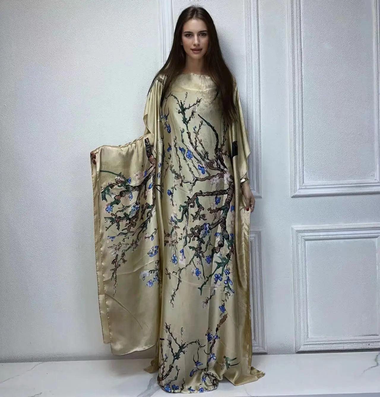 WINYI African Muslim Lady Summer Boho fashion Printed Kaftan holiday Dress loose Streetwear Abaya with belt beach dress