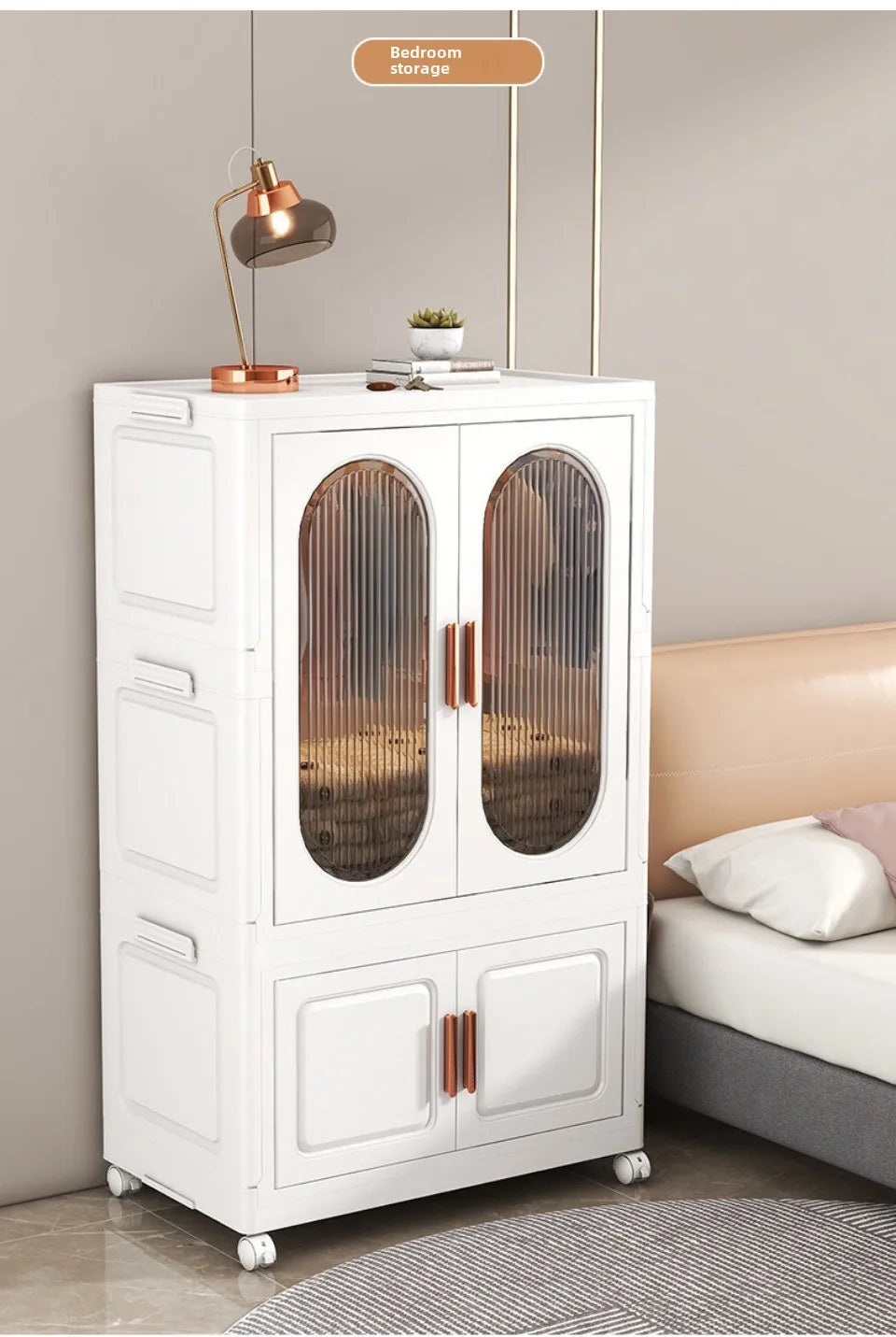 Stackable Large Capacity Fold Storage Box Plastic Clothing Storage Bin with Lid with Wheels Sundries Storages With Double Door - AMULET RING STORE