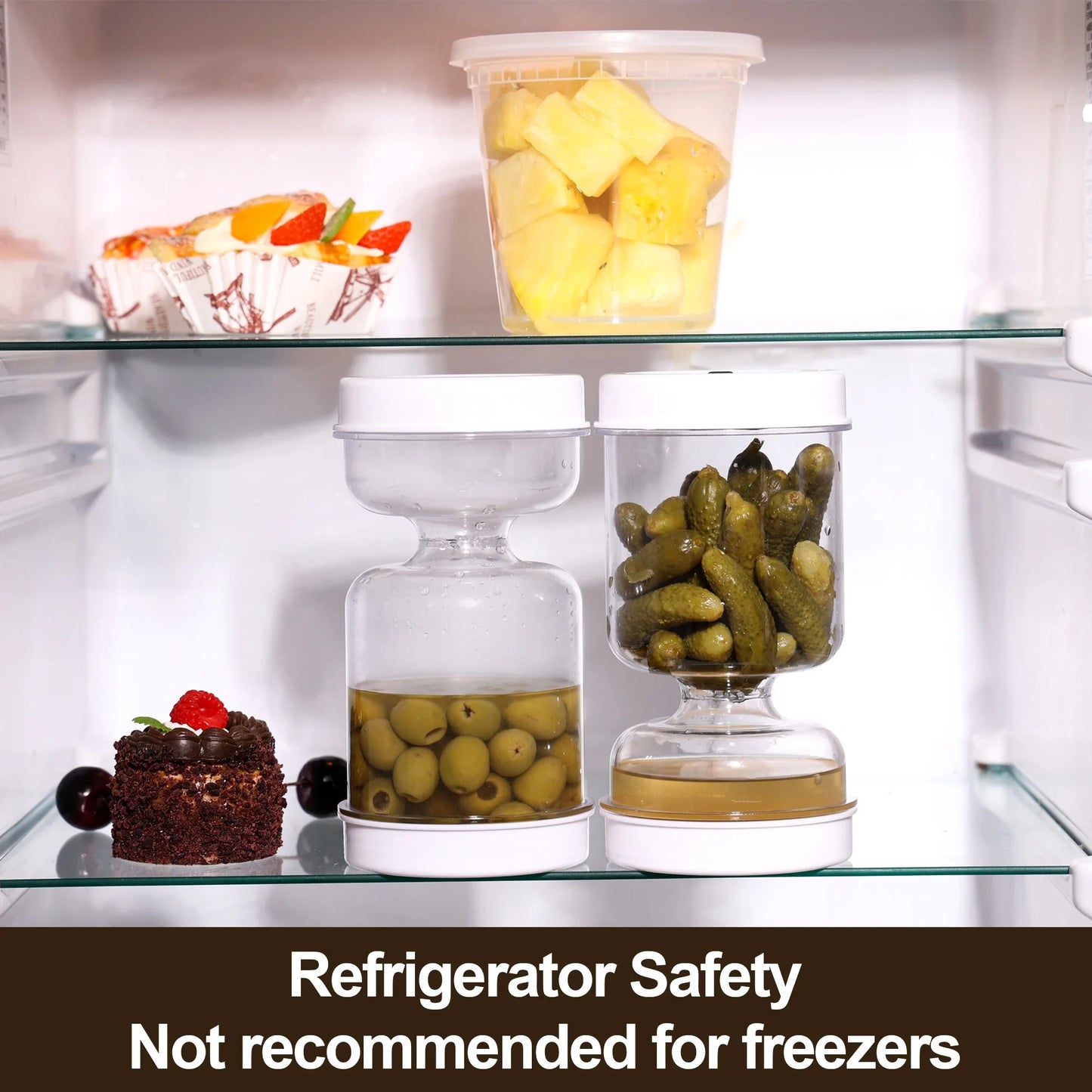 Pickle Olive Hourglass Jar Dry and Wet Dispenser with Strainer Flip Can for Food Storage Cucumber Olives Kitchen Supplies Tool - AMULET RING STORE