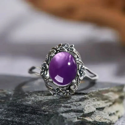 Vintage 925 Sterling Silver Ring Irregular Flowers Natural Rose Quartz Punk Ring Bohemian Silver Ring Fine Jewelry For Women
