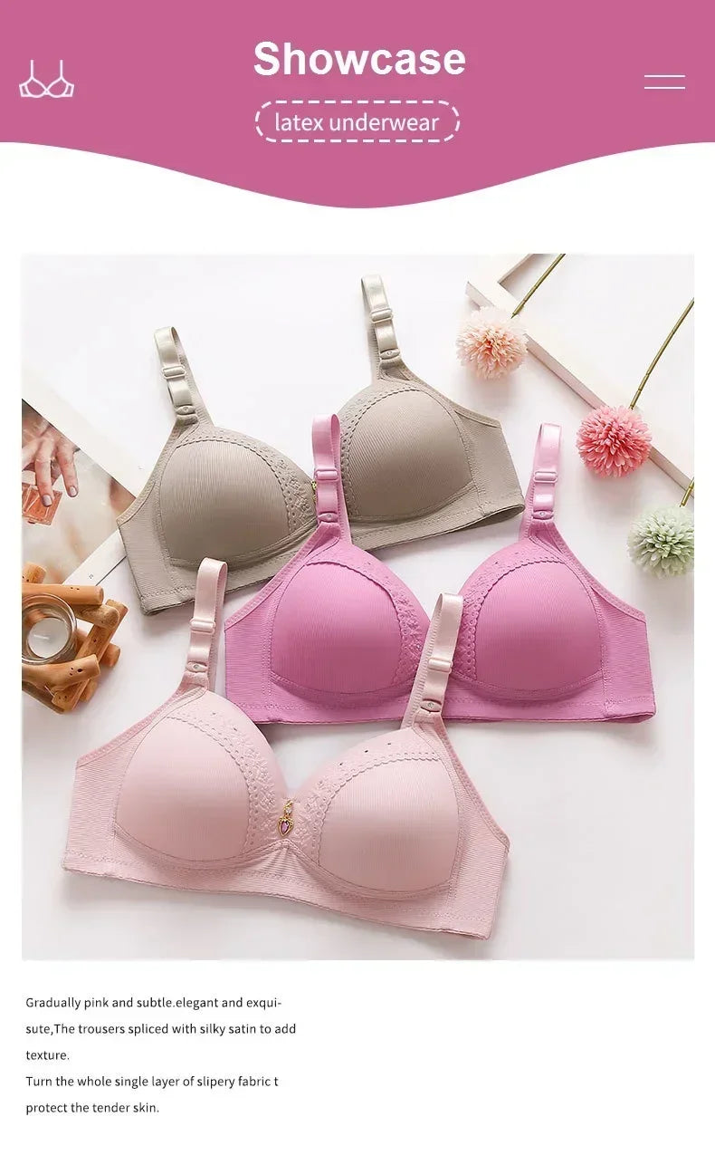 Gathered Side Collection Lifting Underwear Breasts Brassiere Large Size Bra Full Cup Underwear Brassiere No Steel Ring Bra - AMULET RING STORE