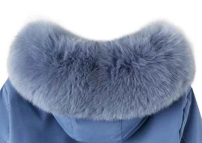 2025 Winter Women's Parka Cotton Padded Coat Korean Style Mid Length Waist Cinching Thickened for Cold Suitable for Short Girls