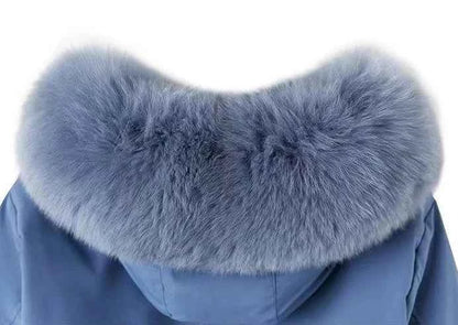 2025 Winter Women's Parka Cotton Padded Coat Korean Style Mid Length Waist Cinching Thickened for Cold Suitable for Short Girls