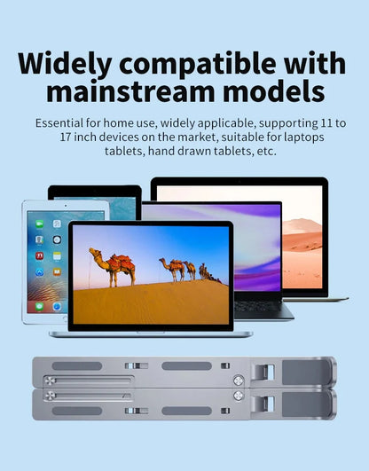 Metal Portable Foldable Laptop Stand Adjustable Notebook Holder Aluminum AD028 - AMULET RING STORE