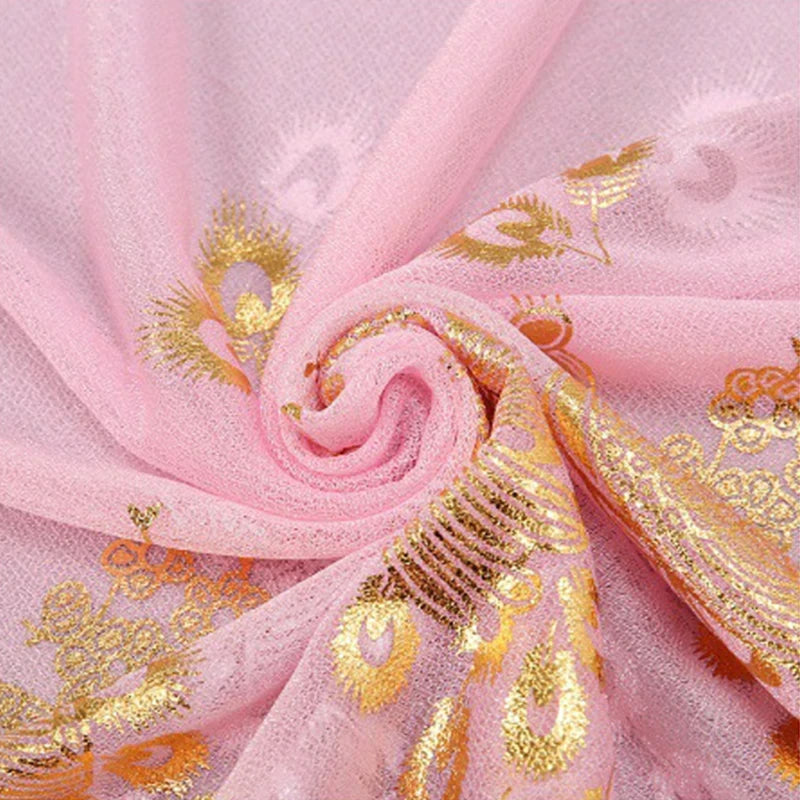 170cm*60cm Peacock Bronzing Scarf Elegant Thin Breathable ShawlWomen Sunscreen Windproof Head Wrap Travel Beach Towel - AMULET RING STORE