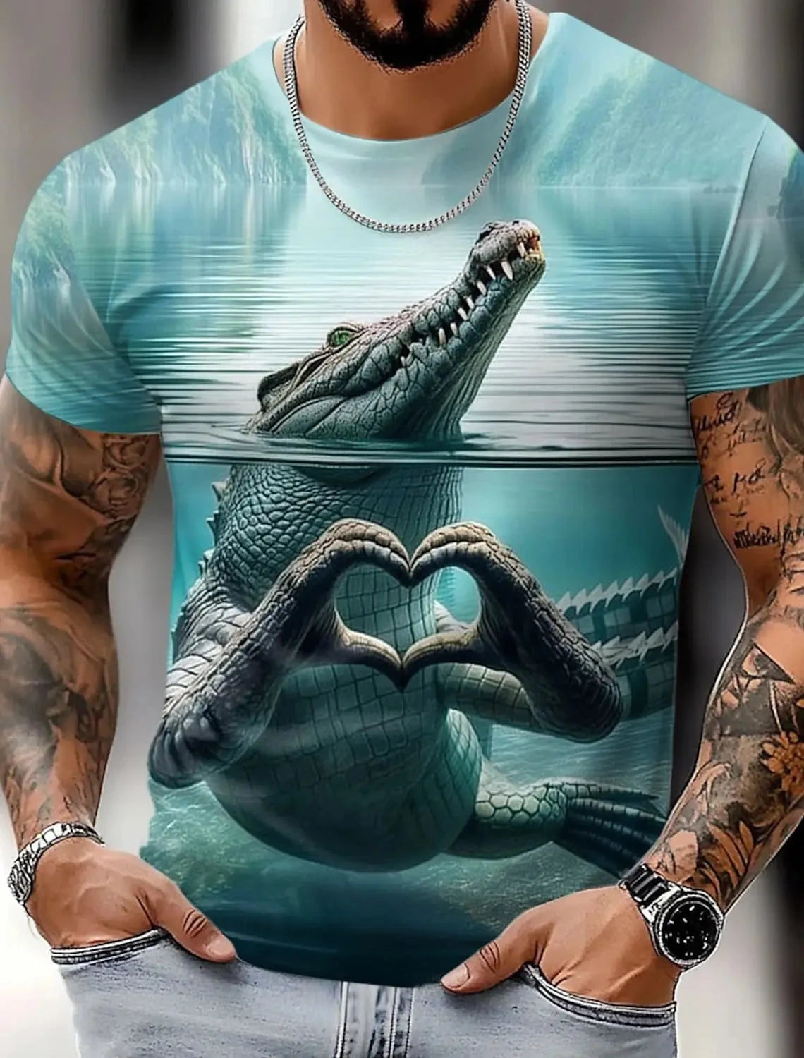 Men's Animal Funny T Shirt Short Sleeve T shirt 3D Print O-Neck Shirt Exaggerated Designer Party Summer Casual Clothing Apparel - AMULET RING STORE