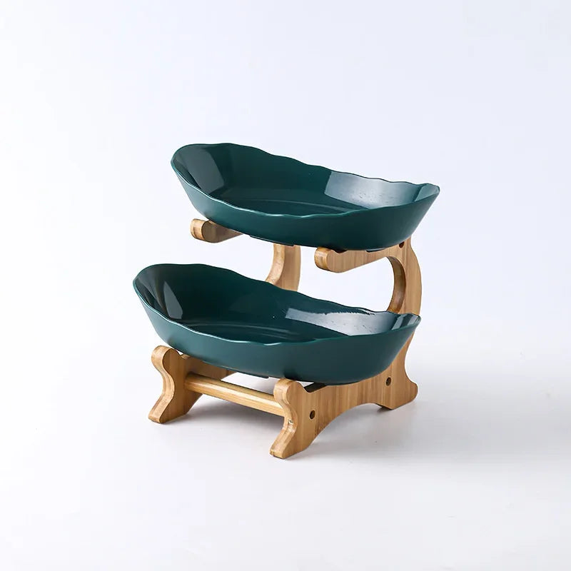 2/3 Layer Table Plates Dinnerware Kitchen Fruit Bowl with Floors Partitioned Dish Snack Candy Cake Stand Fruit Plate Salad Bowl - AMULET RING STORE