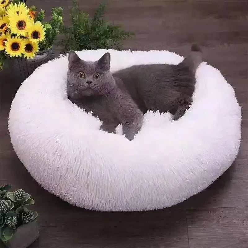 Round Cat Beds House Soft Long Plush Best Pet Dog Bed For Dogs Basket Pet Products Cushion Cat Bed Cat Mat Animals Sleeping Sofa - AMULET RING STORE