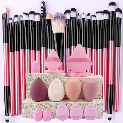 8/20Pcs Eye Makeup Brush Set Portable Soft Makeup Tool Eyeshadow Blending Detail Cosmetics Brush Kit with Makeup Egg Powder Puff - AMULET RING STORE