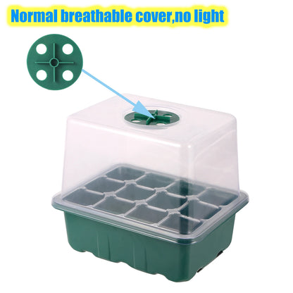 Higher Cover Nursery Tray Box with Growing light 6/12 Cell LED Full Spectrum Seedling Succulent Flower Planting Germination Pot - AMULET RING STORE