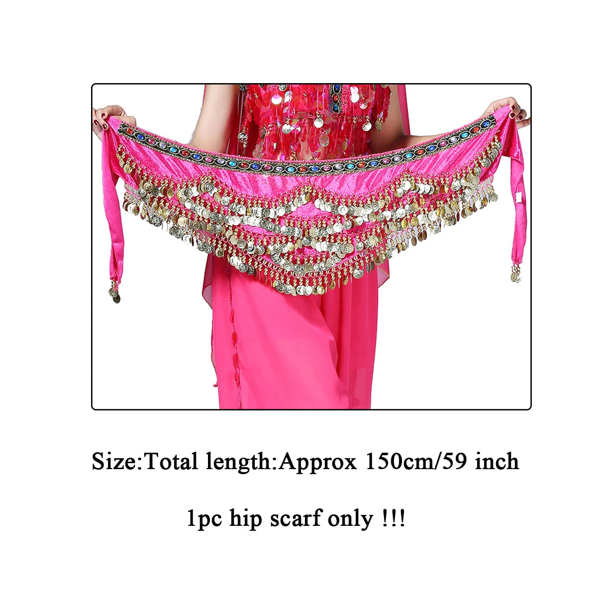 1PC New Style Belly Dance Belt Newest Multi-color Glass Silk Velvet Dancing Belt Scarf Crystal BellyDance Waist Chain Hip Scarf - AMULET RING STORE