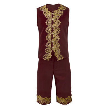 2025 New Medieval Vintage Prince Lace Suits for Men and Women, Halloween Performance Cosplay Three Piece Set(Blazer+Vest+Pants)