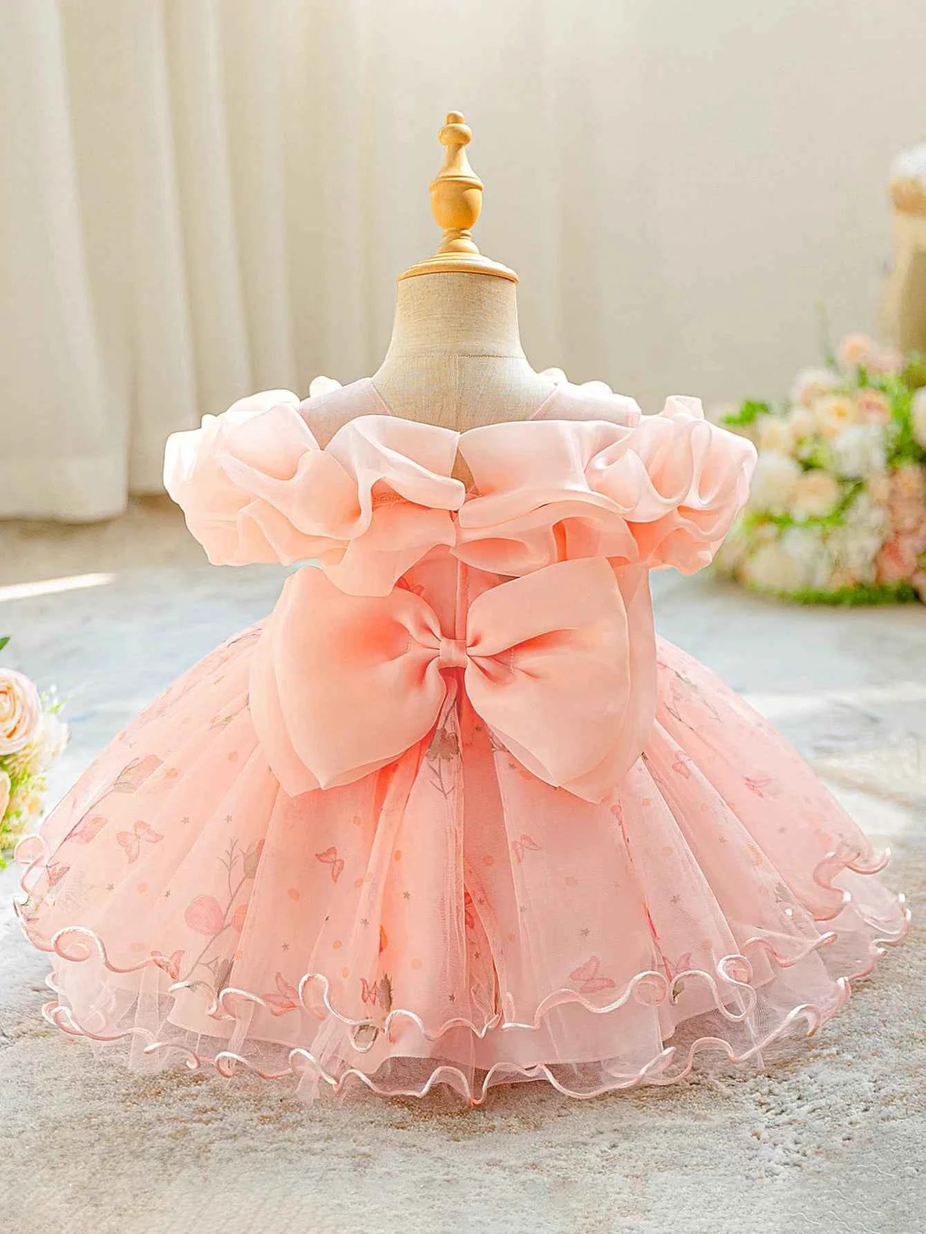 Baby Christening Dress Lace Pageant Christening Dress for Flower Girl Formal Suitable for Birthday Party and Wedding Elegant