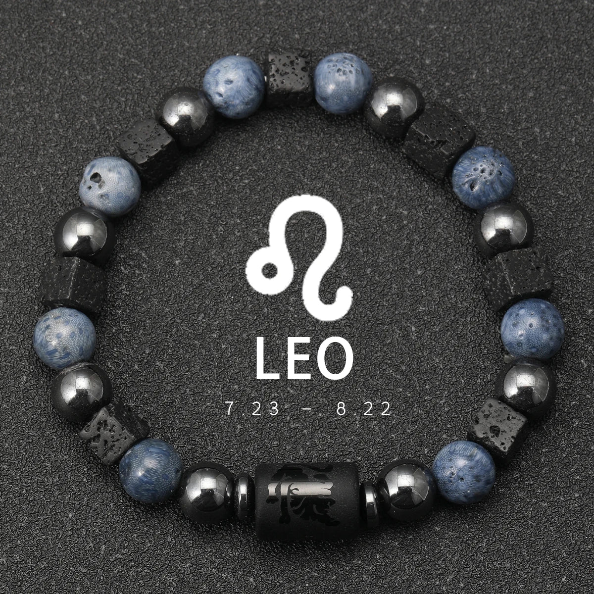 12 Constellation Natural Blue Coral Lava Stone Stone Beads Bracelet For Men Couple Rope Friendship Zodiac