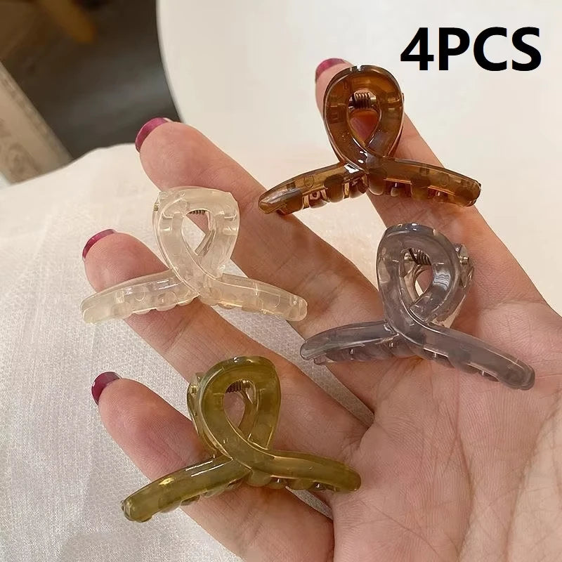 4PCS Hair Clip Small Hairpins for Woman 4.5CM Mini Transparent Jelly Grab Clip Hair Crab Ponytail Braid Claw Hair Accessories - AMULET RING STORE