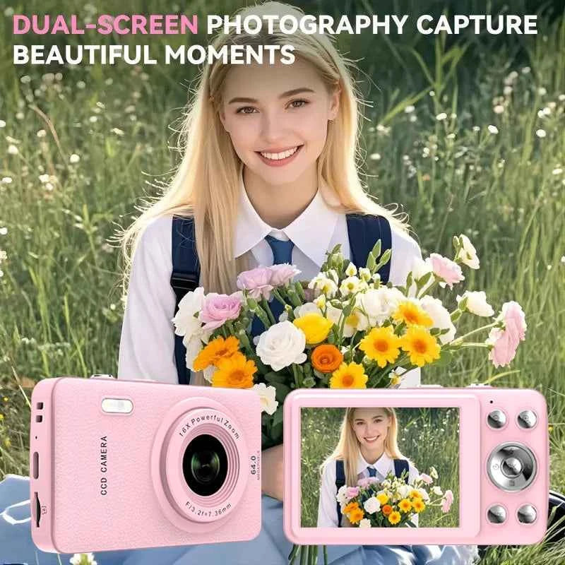 W&O Q3 Mini Digital Photo Camera 48MP 1080P 16X Zoom Child Point and Shoot Vlogging Cameras Vintage Portable Video Photocamera