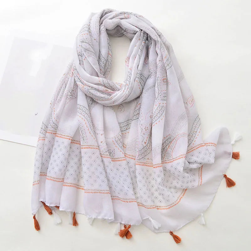 Luxury Brand Scarf For Woman Soft Cotton Shawl Wrap Tassel Viscose Muslim Woman Hijab Boho Beach Towel Female Bandana Headscarf - AMULET RING STORE