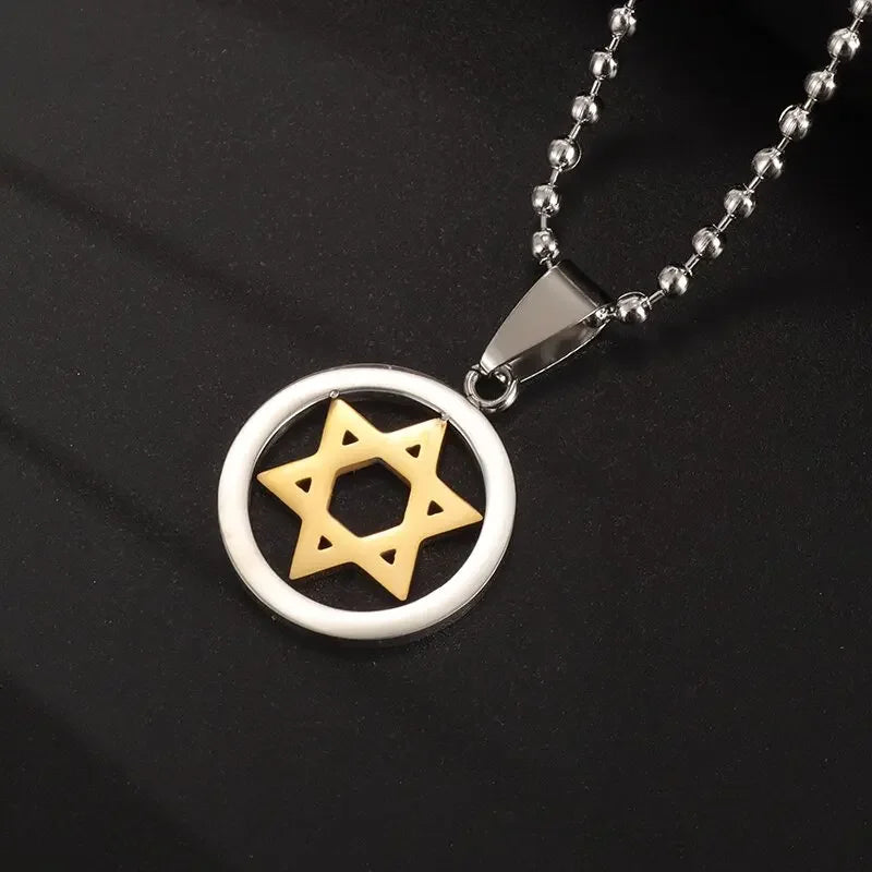 Stainless Steel 7 Archangel Seal Necklace Solomon Kabbalah Seal Pendant for Men Personality Charm Amulet Jewelry