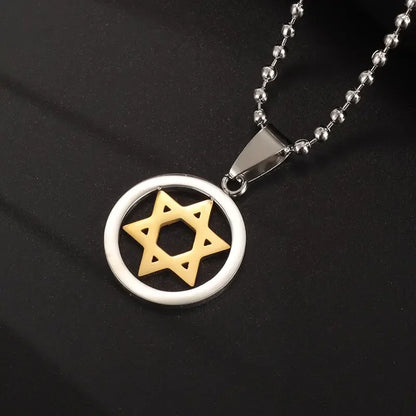 Stainless Steel 7 Archangel Seal Necklace Solomon Kabbalah Seal Pendant for Men Personality Charm Amulet Jewelry