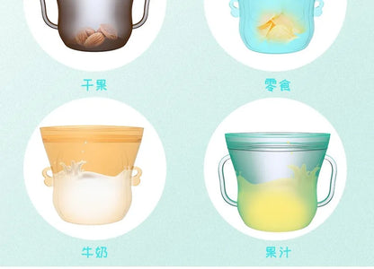 Cartoon Silicone Fresh-keeping Storage Bag,Reusable Food Grade Snack Bags for Children,Zipper Bag,Eco-Friendly,Leakproof - AMULET RING STORE